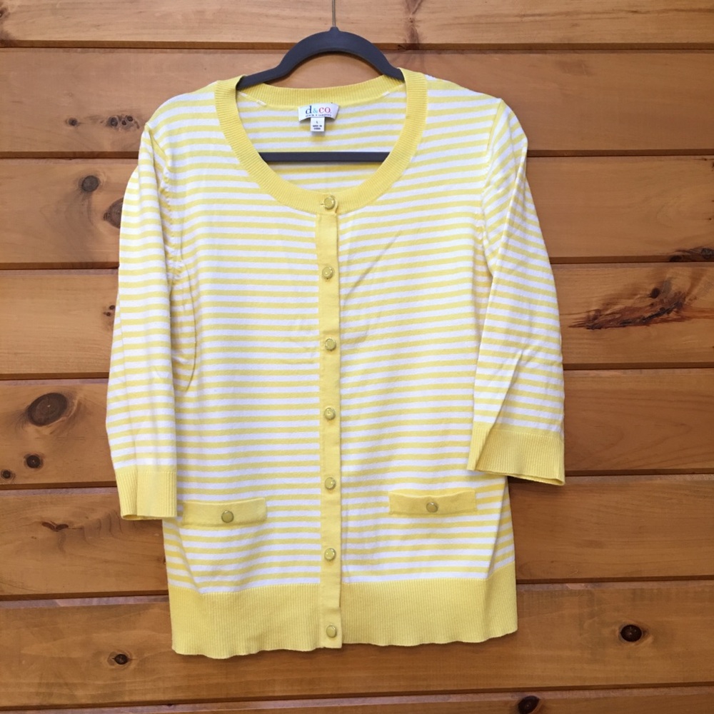 Yellow n White striped D & Co Yellow Sweater